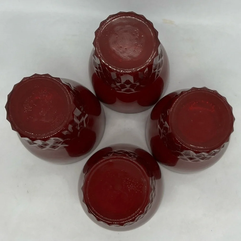 Vntg Anchor Hocking Windsor Pattern Royal Ruby Red 5oz Juice Glasses Set of 4